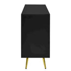 Sideboard with Geometric Line Design, Conical Metal Legs, and Central Drawers for Stylish Storage, for Entryway and Living Room