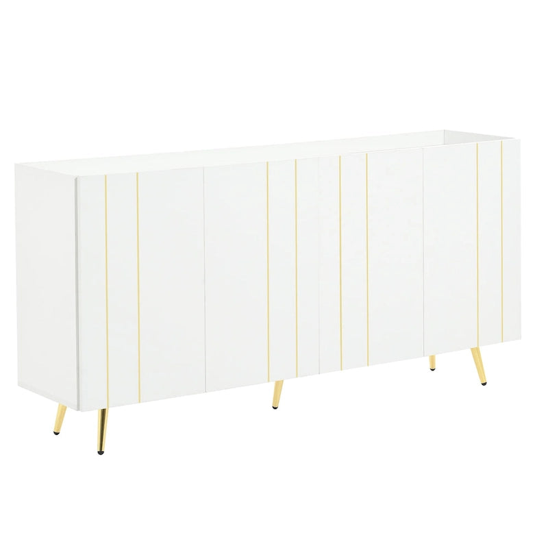 Luxurious Shoe Cabinet with 5 Metal Legs, Modern TV Stand with 4 Adjustable Shelves for TVs Up to 70