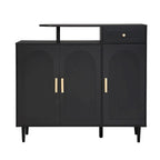 Elegant Shoe Cabinet with Arched Doors and Drawer, Cream Style Storage Sideboard with Adjustable Shelves and Solid Wood Legs