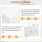 Elegant Shoe Cabinet with Arched Doors and Drawer, Cream Style Storage Sideboard with Adjustable Shelves and Solid Wood Legs