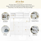 Multifunctional Tipping Bucket Shoe Cabinet with Storage Shelf & 6 Flip Drawers, Large Hall Tree with Tempered Glass Doors