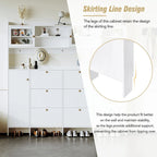 Multifunctional Tipping Bucket Shoe Cabinet with Storage Shelf & 6 Flip Drawers, Large Hall Tree with Tempered Glass Doors