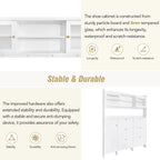 Multifunctional Tipping Bucket Shoe Cabinet with Storage Shelf & 6 Flip Drawers, Large Hall Tree with Tempered Glass Doors