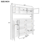 Multifunctional Tipping Bucket Shoe Cabinet with Storage Shelf & 6 Flip Drawers, Large Hall Tree with Tempered Glass Doors