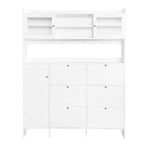 Multifunctional Tipping Bucket Shoe Cabinet with Storage Shelf & 6 Flip Drawers, Large Hall Tree with Tempered Glass Doors