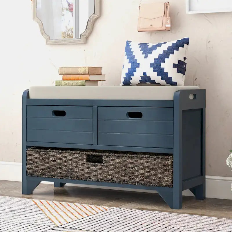 Storage Bench with Removable Basket and 2 Drawers