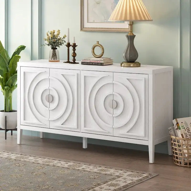 Retro Sideboarddoor with Circular Groove Design Round Metal Door Handle