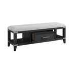 Bedroom 52 Wide Bench with Drawer, Weathered Steel