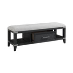 Bedroom 52 Wide Bench with Drawer, Weathered Steel