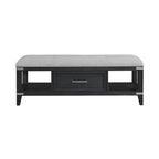 Bedroom 52 Wide Bench with Drawer, Weathered Steel