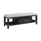Bedroom 52 Wide Bench with Drawer, Weathered Steel