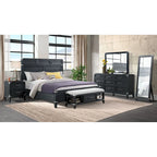 Bedroom 52 Wide Bench with Drawer, Weathered Steel