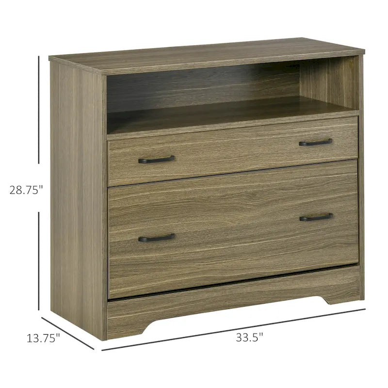 Lateral File Cabinet with Shelf, Office Storage Cabinet with 2 Drawers, Fits Letter Sized Papers
