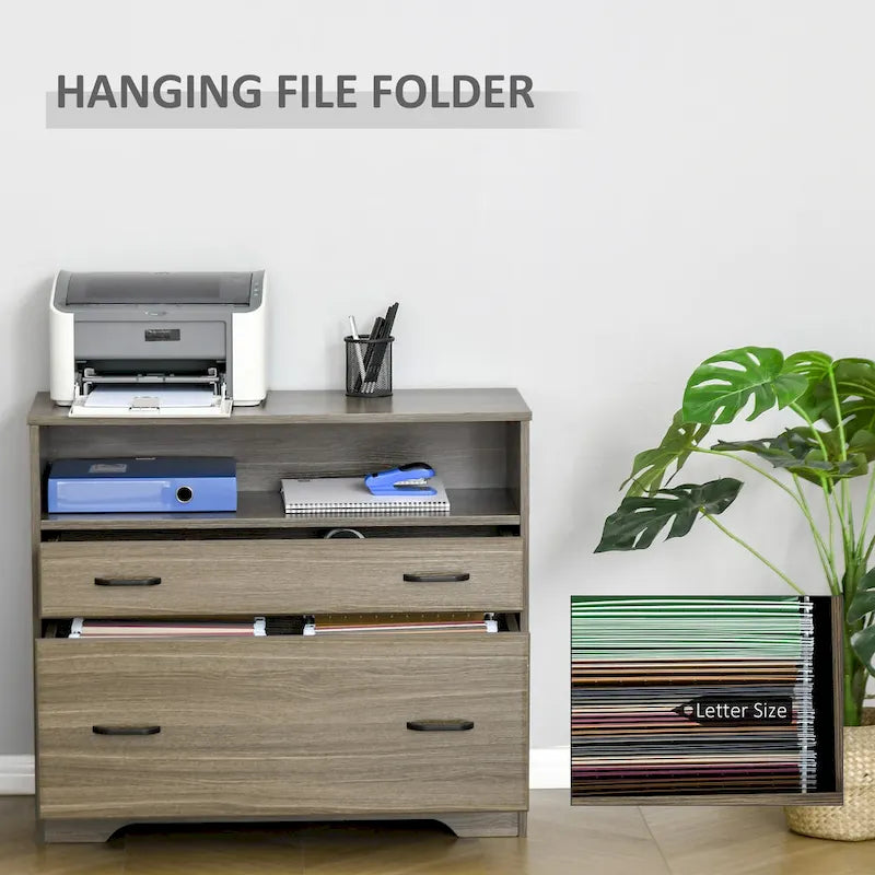 Lateral File Cabinet with Shelf, Office Storage Cabinet with 2 Drawers, Fits Letter Sized Papers