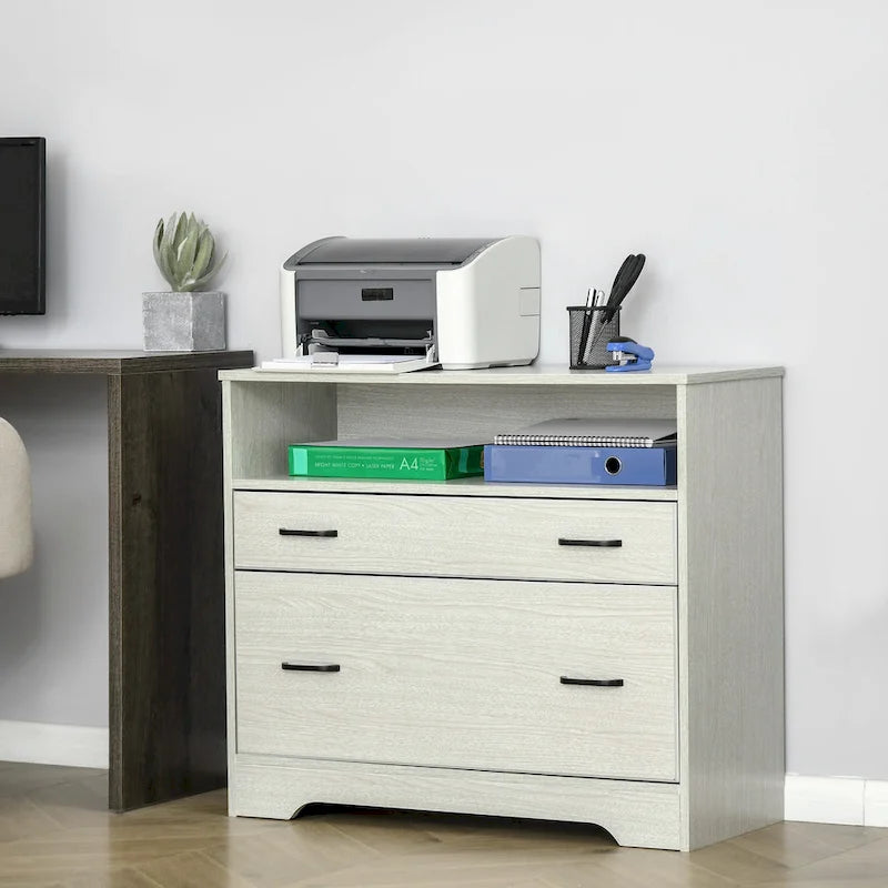 Lateral File Cabinet with Shelf, Office Storage Cabinet with 2 Drawers, Fits Letter Sized Papers