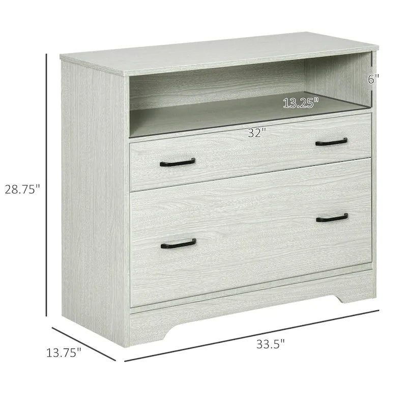Lateral File Cabinet with Shelf, Office Storage Cabinet with 2 Drawers, Fits Letter Sized Papers