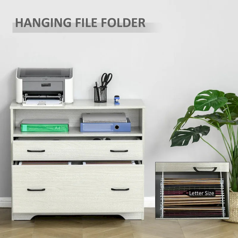 Lateral File Cabinet with Shelf, Office Storage Cabinet with 2 Drawers, Fits Letter Sized Papers