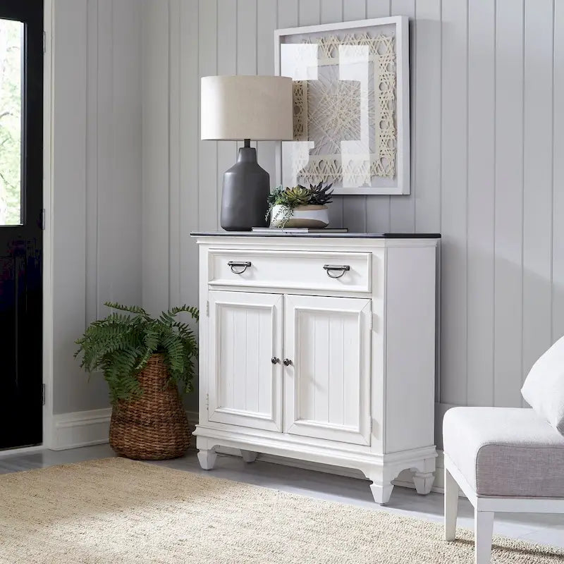 Wirebrushed White Charcoal 42 Inch Accent Hall Console