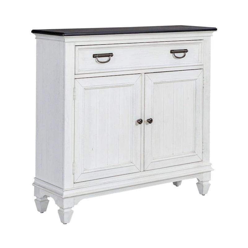 Wirebrushed White Charcoal 42 Inch Accent Hall Console