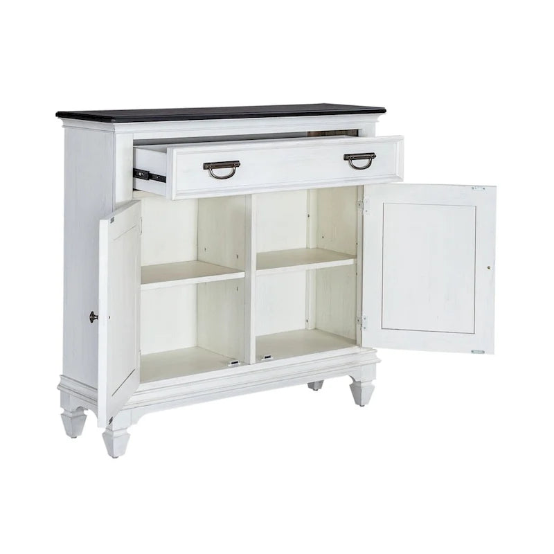 Wirebrushed White Charcoal 42 Inch Accent Hall Console