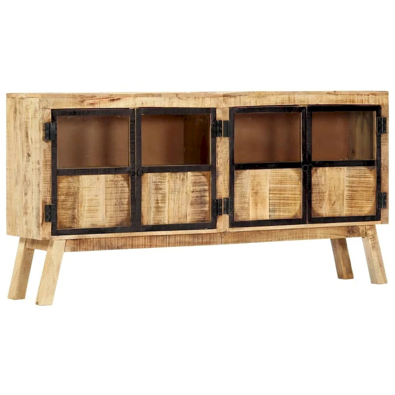 Sideboard Brown and Black 63x11.8x31.5 Solid Rough Mango Wood