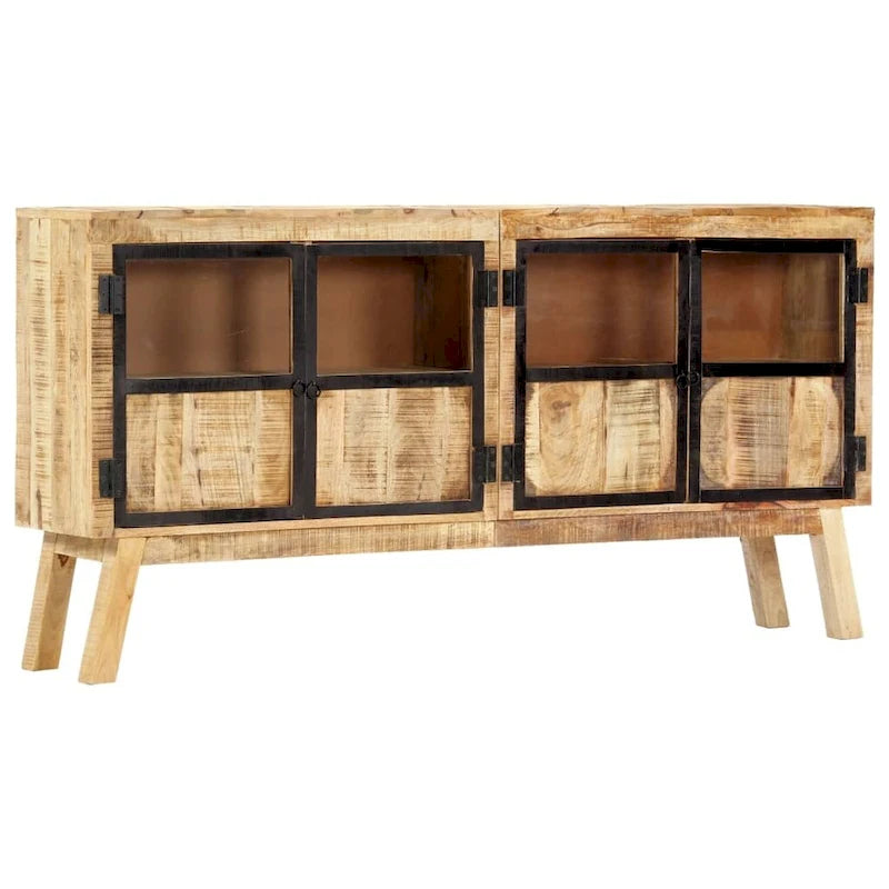 Sideboard Brown and Black 63x11.8x31.5 Solid Rough Mango Wood