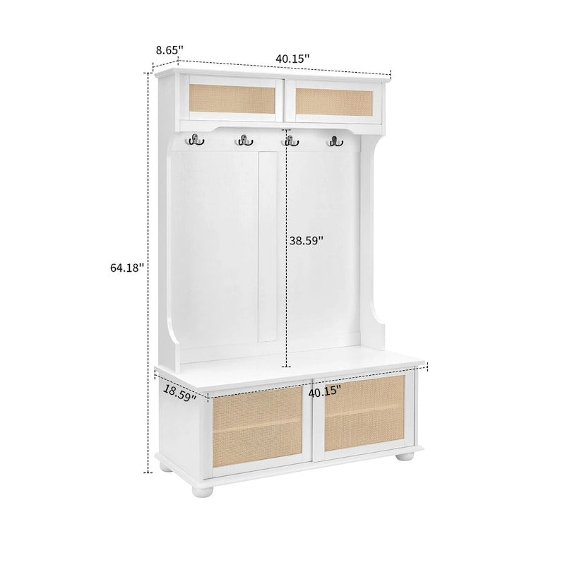 Classic Farmhouse Style Wooden Storage Dresser with Woven Rattan Decorative Cabinet Doors