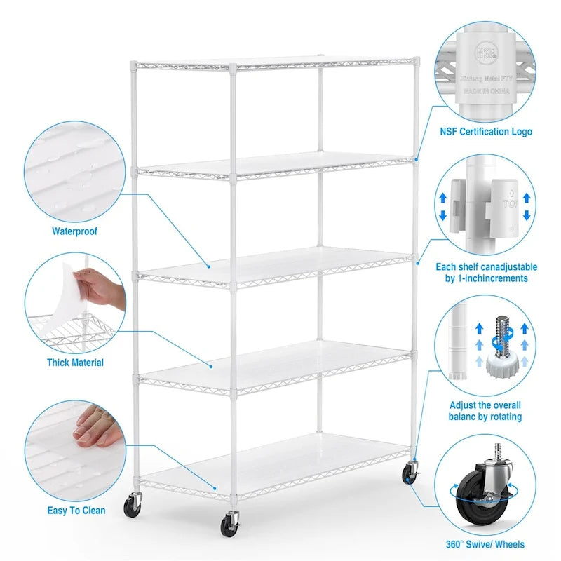 5 Tier 6000lbs Heavy Duty Adjustable Storage Rack Metal Shelf
