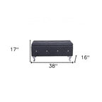 38 Black and Silver Faux Leather Storage Bench With Flip Top 38
