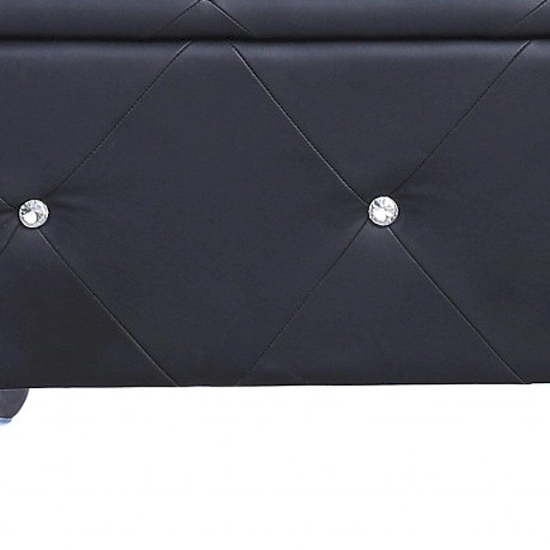 38 Black and Silver Faux Leather Storage Bench With Flip Top 38