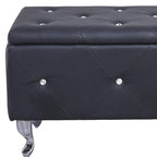 38 Black and Silver Faux Leather Storage Bench With Flip Top 38