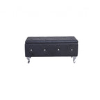 38 Black and Silver Faux Leather Storage Bench With Flip Top 38