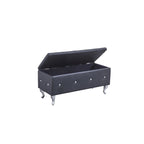 38 Black and Silver Faux Leather Storage Bench With Flip Top 38