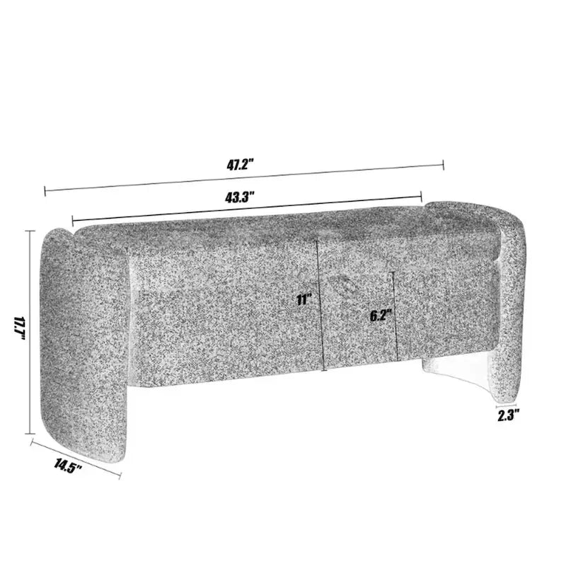 Oval Ottoman Storage Bench Chenille Fabric Bench w/Large Storage Space