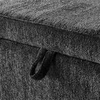 Oval Ottoman Storage Bench Chenille Fabric Bench w/Large Storage Space