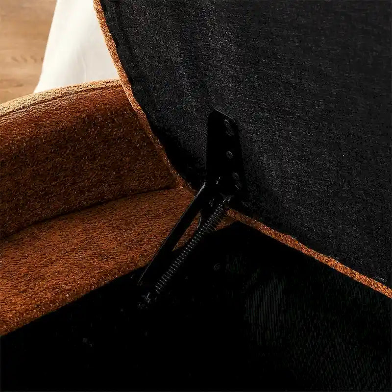 Oval Ottoman Storage Bench Chenille Fabric Bench w/Large Storage Space