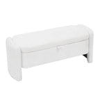 Oval Ottoman Storage Bench Chenille Fabric Bench w/Large Storage Space
