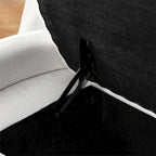 Oval Ottoman Storage Bench Chenille Fabric Bench w/Large Storage Space