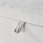 Oval Ottoman Storage Bench Chenille Fabric Bench w/Large Storage Space
