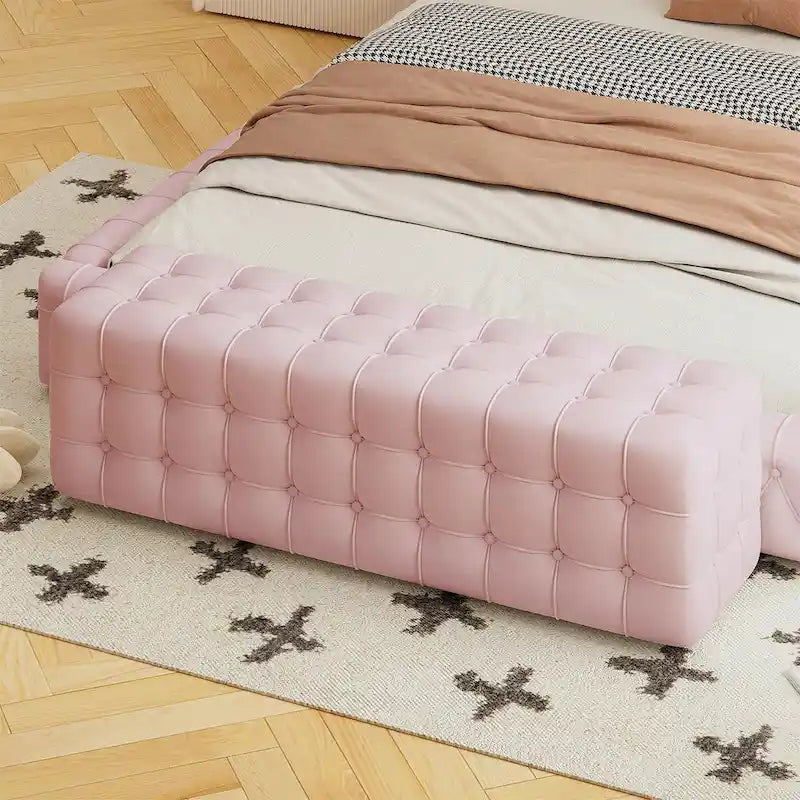 Velvet Upholstered Ottoman