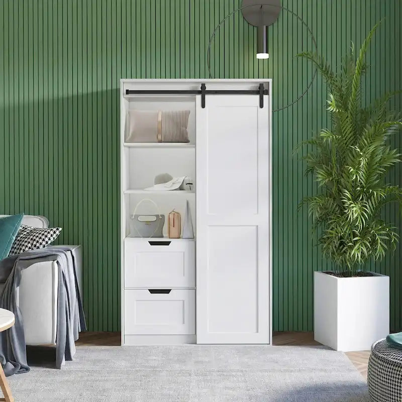 71-inch closets,large closets laundry cabinets,Plastic suction process,farm slide barndoors,save open space,brand hardware