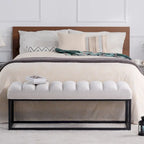Metal Base Upholstered Bench Footstool for Entryway Living Room