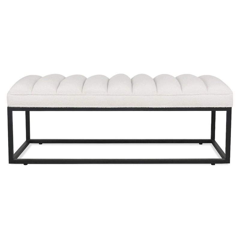 Metal Base Upholstered Bench Footstool for Entryway Living Room