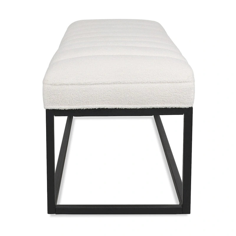 Metal Base Upholstered Bench Footstool for Entryway Living Room