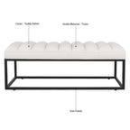Metal Base Upholstered Bench Footstool for Entryway Living Room
