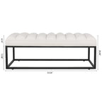 Metal Base Upholstered Bench Footstool for Entryway Living Room