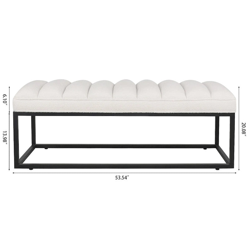 Metal Base Upholstered Bench Footstool for Entryway Living Room