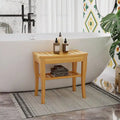Bamboo Shower Bench with Storage Shelf