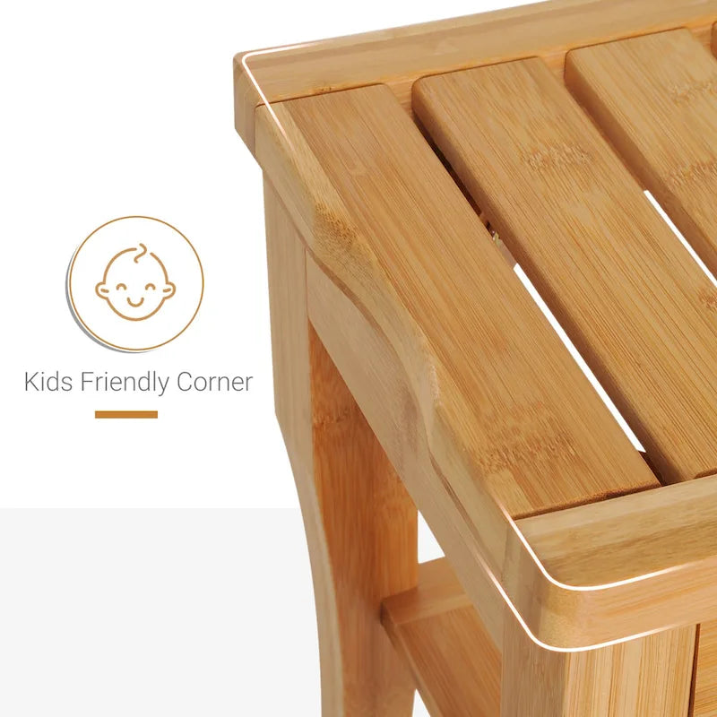 Bamboo Shower Bench with Storage Shelf