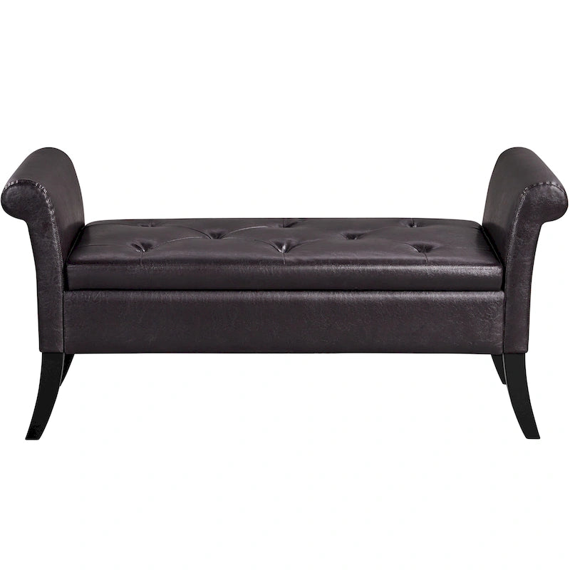 Faux Leather Vintage Storage Bench Multifunctional Bench